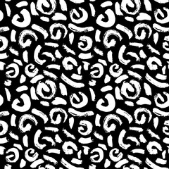 Dry Brush Strokes Seamless Pattern. Hand Drawn Artwork Abstract Vector Background