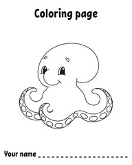 Coloring book page for kids. Cartoon style character. Isolated on white background. Vector illustration.
