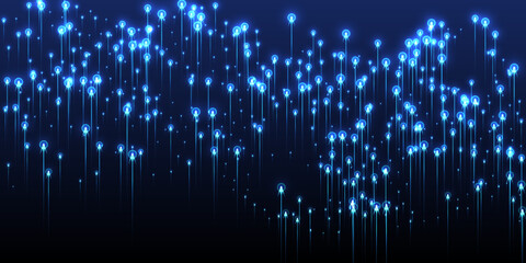 Dynamic vertical line rays fiber optics concept.