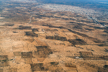 Aerial view of Tunisia during the flight Monastir to Lyon - Tunisia