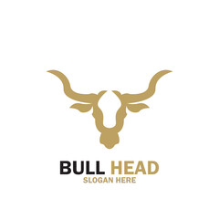Obraz premium Long Horn Bull Buffalo Cow Cattle Head Toro Taurus logo design inspiration