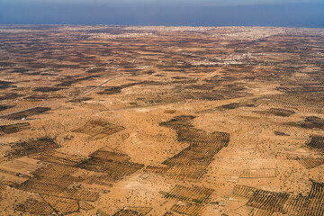 Aerial view of Tunisia during the flight Monastir to Lyon - Tunisia