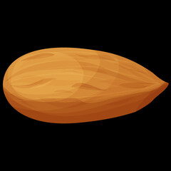 Almond in nutshell detailed raw nut, organic product, ingredient in cartoon style isolated on white background. Ripe plant, snack.