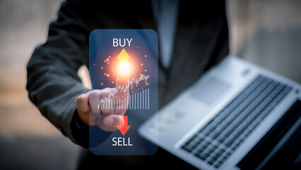 2023 business finance technology and investment concept. Stock Market Investments Funds and Digital Assets. businessman analyzing forex trading graph financial data. Business finance background.