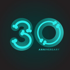 Good quality vector / eps of X-rays image of number 30, 30th anniversary, birthday. green - dark green tone for invitation card, backdrop,  , Isolated on dark tone background