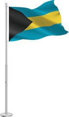 Isolated waving national flag of Bahamas on flagpole