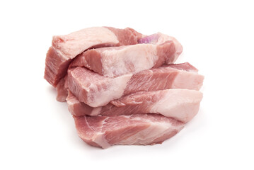 Raw pork neck, isolated on white background.