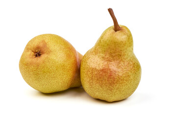 Fresh pears, close-up, isolated on white background.