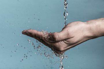 water flows on the hand