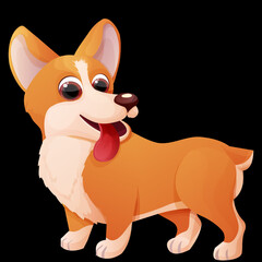 Cute corgi dog sitting, adorable pet in cartoon style isolated on white background. Comic emotional character, funny pose