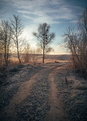 Winter sunrise on river