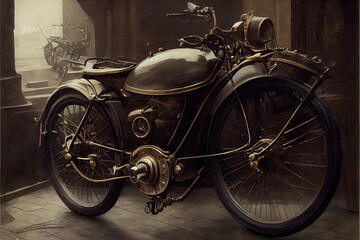 Obraz na płótnie Canvas Steampunk victorian era motorcycle