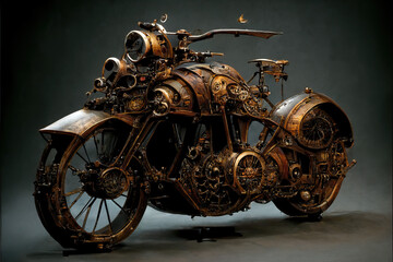 Fototapeta na wymiar Steampunk victorian era motorcycle