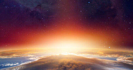 Planet Earth with a spectacular sunset 