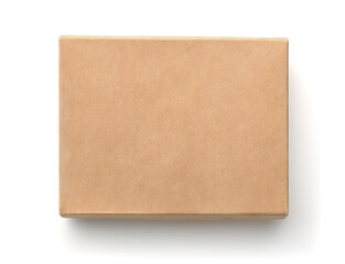 Top view of blank brown cardboard box - obrazy, fototapety, plakaty