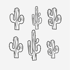 Cactus icon set isolated on white
