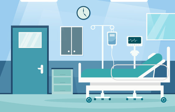Inpatient department . Hospital scene . Flat design . Vector .