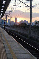 Jakarta, 29 October 2022. Sunset view from train station in Jakarta