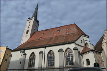 Obraz premium panoramic view of bavarian city Wasserburg am Inn
