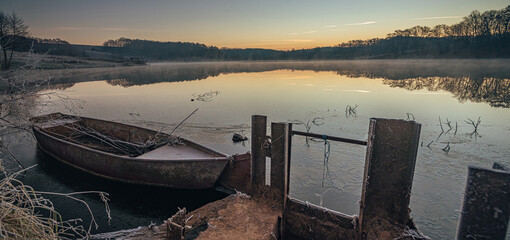 Winter sunrise on river
