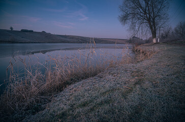 Winter sunrise on river