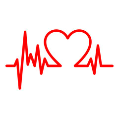 Heart Shape Pulse on Transparent Background