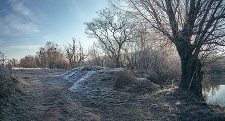 Winter sunrise on river