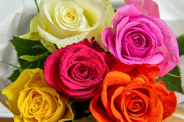 Bouquet of roses in differentcolors