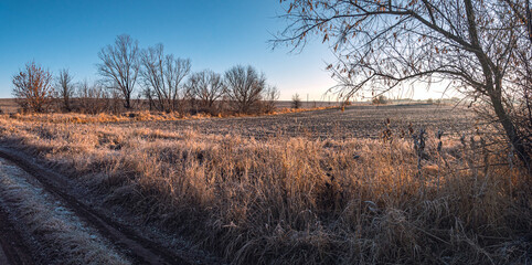 Winter sunrise on river