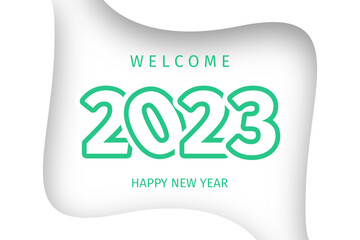 happy new year 2023 card holiday with white background and green text