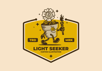 Mascot art illustration of walking sunflower