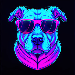 Neon Sticker Animals with Glasses Portrait  Generative AI Digital Art Illustration Cover Backdrop Background T-Shirt