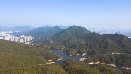Kowloon Reservoir, Kam Shan Country Park, Hong Kong 31 Dec 2022 - obrazy, fototapety, plakaty
