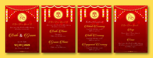 Indian wedding invitation elegant card - obrazy, fototapety, plakaty