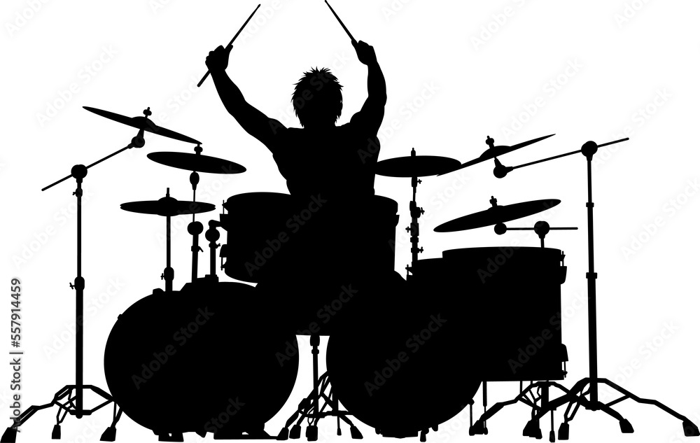 Canvas Prints Musician Drummer Silhouette