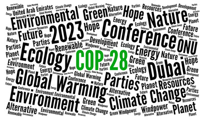COP 28 in Dubai United Arab Emirates world cloud