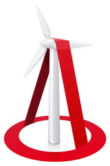 3d wind turbine on a white background with the red circular prohibition symbol on it © Onidji