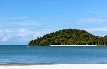 Fototapeta na wymiar Small tropical island with lush tropical vegetation in the Andaman Sea, Malaysia