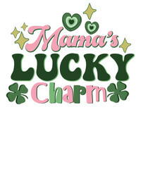 Obraz premium Mama's Lucky Charm Retro St. Patrick's Day Toddler T Shirt Design