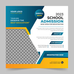 Back to school social media post promotion banner and web banner template. Facebook instagram square flyer poster.