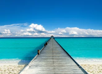 Fotobehang Beautiful tropical Maldives island with beach. © Pakhnyushchyy