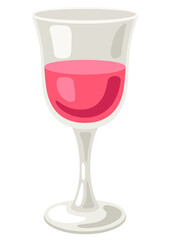 Illustration of glass with red wine. Image for restaurants and bars.