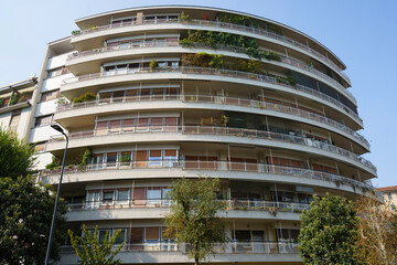 Modern residential building along via Losanna in Milan, Italy