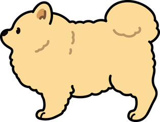 Simple and cute illustration of Pomeranian in side view