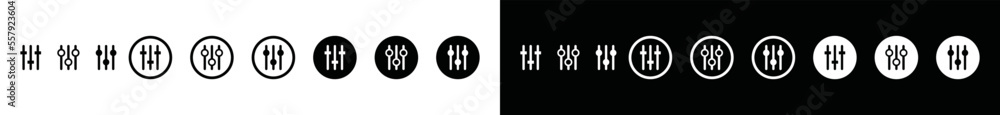 Poster sound volume level icon set. equalizer in trhe circle sign. sound controller symbol. audio music con