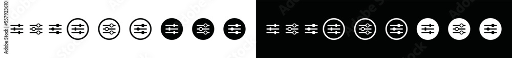 Poster sound volume level icon set. equalizer in trhe circle sign. sound controller symbol. audio music con