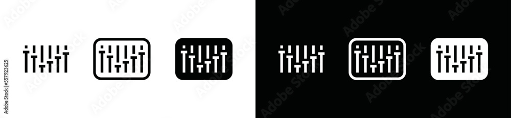 Poster sound volume level icon set. equalizer sign. sound controller symbol. audio music control or setting