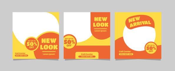 set of banner templates with yellow and orange background. social media post templates instagram, facebook, web and ads.