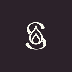 aqua drop beauty logo letter S