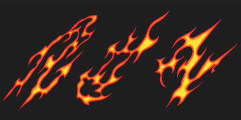 Fototapeta na wymiar Popular and trending vector fire ornament objects 2023 for tshirts, long sleeves, hoodies, parkas, streetwear, apparel and pajamas. Hand drawing of cool vector fire.